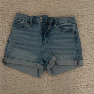 American Eagle Outfitters Light Blue High-Rise Rolled Hem Jean Shorts